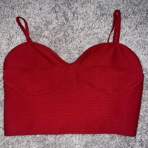 Red ribbed forever 21 top.